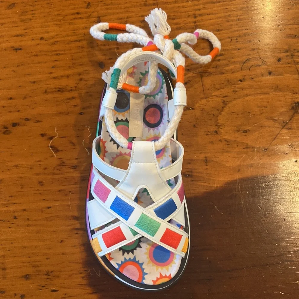 Farm Rio off white sunset anatomic sandal with back tie multi colored size 6 - Picture 8 of 16